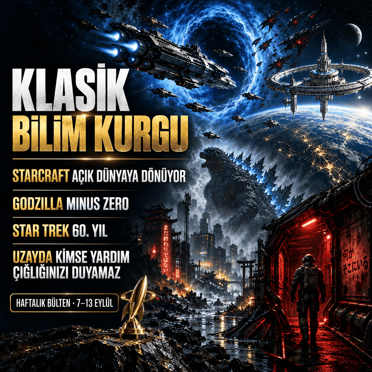 StarCraft Açık Dünyaya Geçiyor: Godzilla Minus Zero ve Star Trek | 7–13 Eylül podcast kapağı